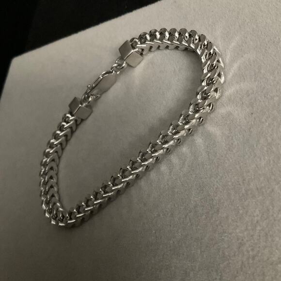 NEW- Solid 5.2mm 925 Silver Rhodium Coated Franco Link 8in Bracelet~ITALY - Picture 11 of 11